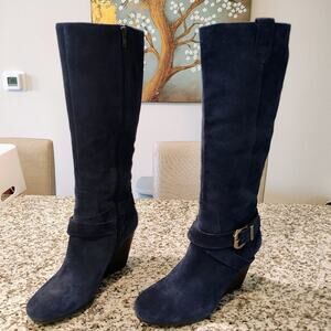BCBG Generation blue suede wedges knee hight Boots